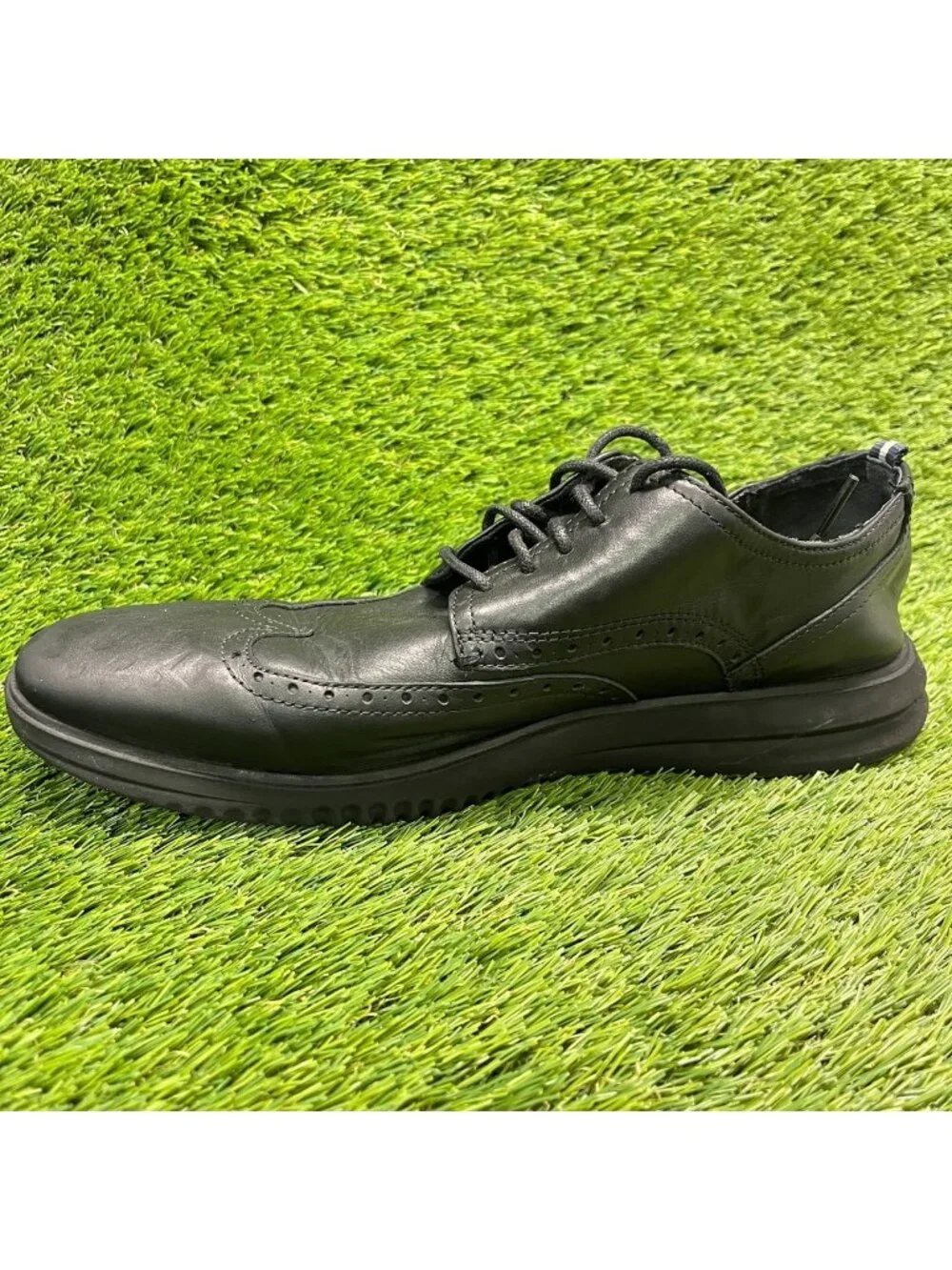 Cole Haan Grand Plus Mens Size 12 Black Casual Classic Wingtip Oxford Shoes